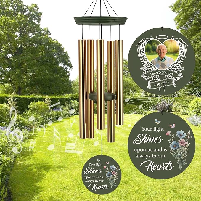 ASTARIN Personalized Wind Chimes in Memory of a Loved One, Bereavement Gifts for Loss of Father, Memorial Gifts Sympathy Deep Tone Wind Chimes for Outdoor, 30/36 inch Garden Decor(Produced in Texas)