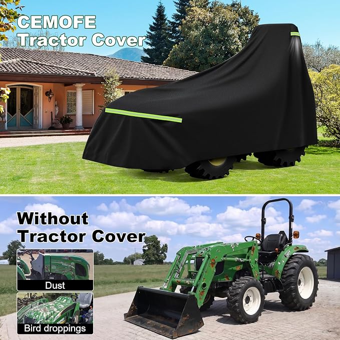 Tractor Cover Waterproof Heavy Duty 600D, Universal Fit, 149''x76''x86'' | Fits Kubota BX, John Deere, New Holland Boomer, Mahindra Max, Kioti, Windproof with Air Vent, Outdoor Protection, Storage Bag