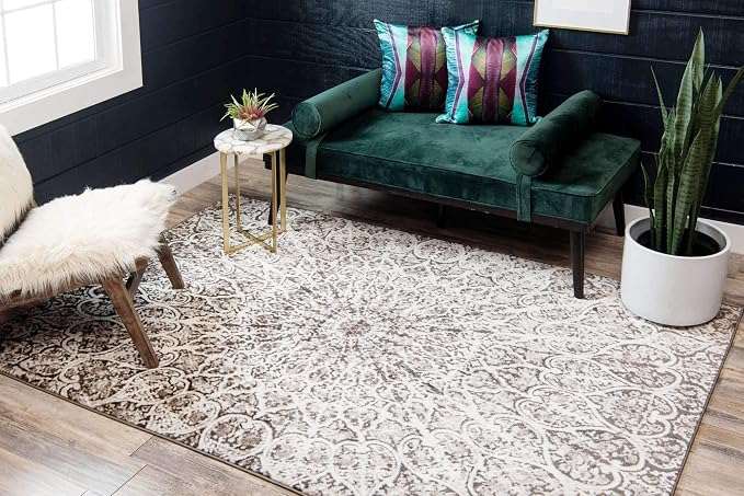 Unique Loom Sofia Collection Area Rug - Grace (4' 1" x 6' 1", Brown/ Ivory)