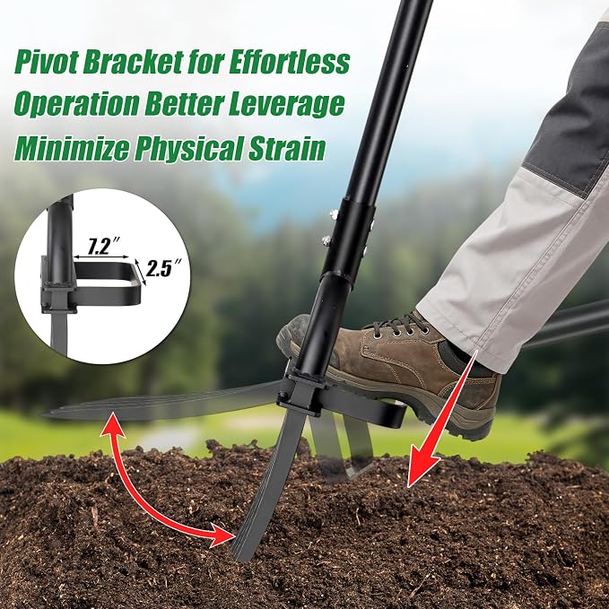 5-Tine Heavy Duty Garden Fork, 69" Metal Pitch Fork with Ergonomic D-Grip Handle for Digging, Weeding, Soil Loosening, Composting