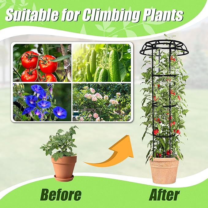 Quibbay Garden Trellis for Climbing Plants Outdoor, 41.3 Inch Mushroom Top Trellis for Climbing Plants, Plant Trellis Support for Potted Plants Climbing Vine Rose Clematis Vegetable Trellis, 2 Pack