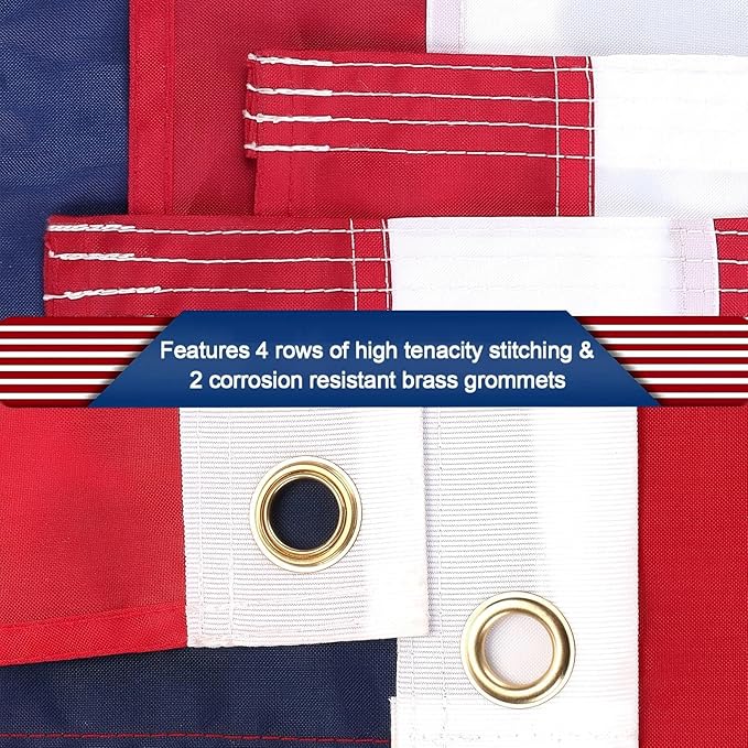 American Flag 5X8 Outdoor Heavy Duty - Premium US Flag 5X8 ft, USA Flag with Luxury Embroidered Stars, Brass Grommets
