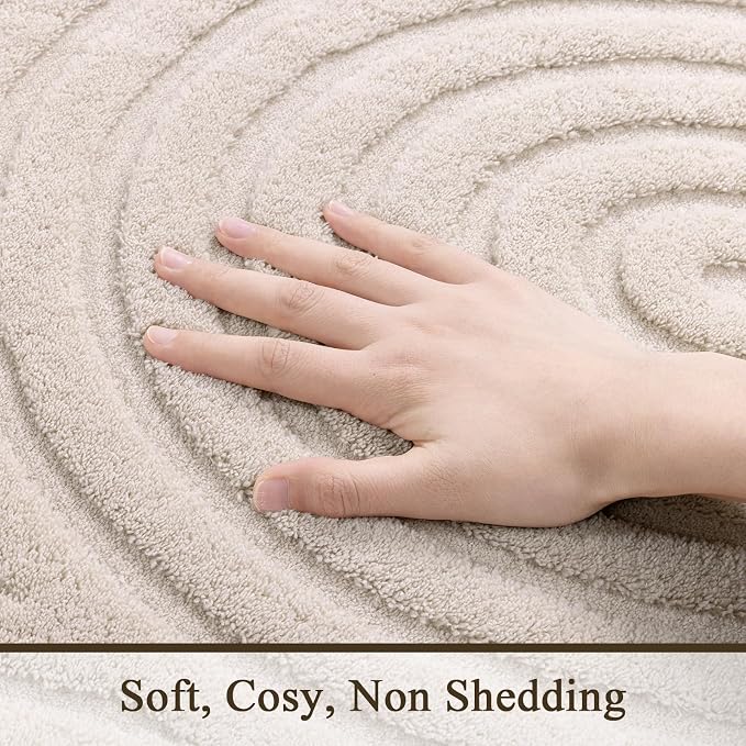 SHACOS Soft Cozy Fluffy Arch Pattern High-Low Pile Area Rugs 8'x10' Large Non Slip Washable Modern Geometric Rug Scandinavian Minimalist Carpet for Living Room Bedroom Dining Room, Beige