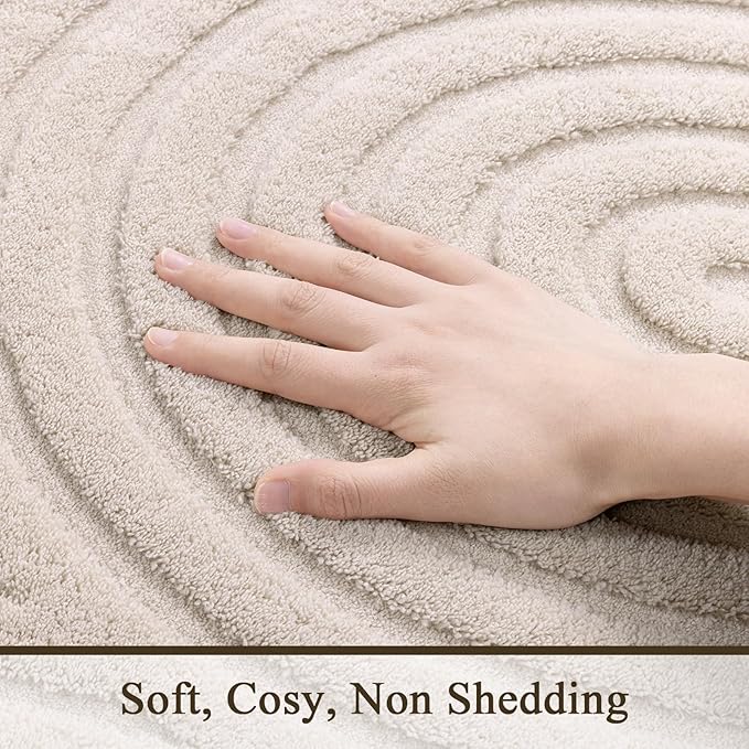 SHACOS Soft Cozy Fluffy Arch Pattern High Low Pile Area Rugs 9'x12' Large Non Slip Washable Modern Geometric Rug Scandinavian Minimalist Carpet for Living Room Bedroom Dining Room, Beige