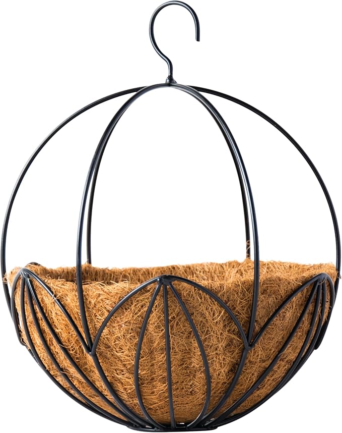 SuperMoss (80304) Leeds Sphere Metal Hanging Basket – Modern Hanging Planter for Indoor & Outdoor Plants – Decorative Metal Hanging Basket for Home, Patio, Garden & Balcony Décor, Medium (14"), Black