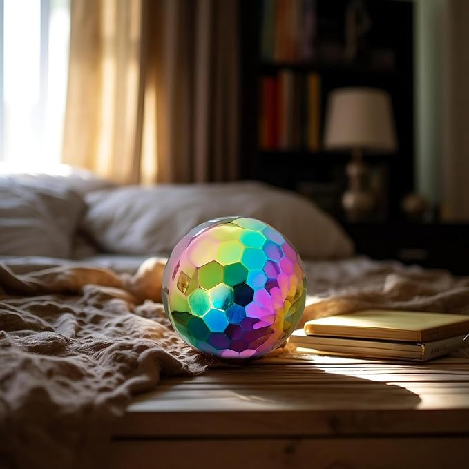 10 inch 304 Stainless Steel Gazing Ball Sculptures Diamond Ball Decoration Mirror Hollow Decor Ball Reflective Garden Sphere Hollow Metal Ball Ornament Statues Gazing Globe for Home Garden (Rainbow)