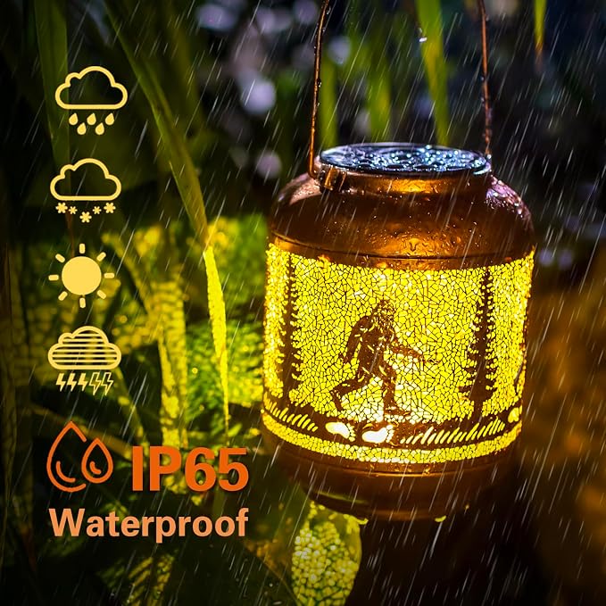 Bigfoot Solar Lanterns Outdoor Waterproof Hanging Solar Lights Big Foot Sasquatch Gifts for Men Women/Bigfoot Lovers Gifts Metal Decorative LED Lanterns for Garden Decor,Patio,Lawn,Pathway,Yard