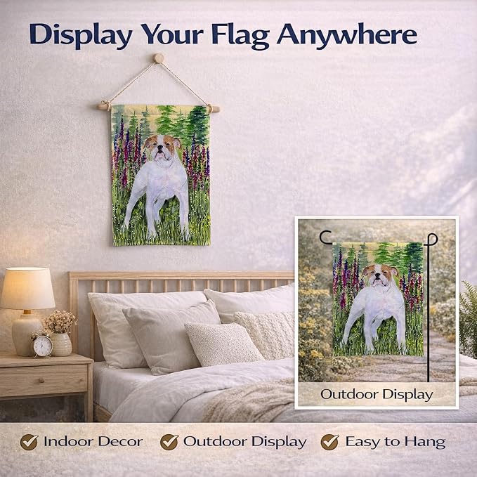 Caroline's Treasures SS8156GF English Bulldog Garden Flag Mailbox Flag Decorative Yard Flag Banner Outside Patio Artwork Yard Flower Beds, Garden Size, Multicolor