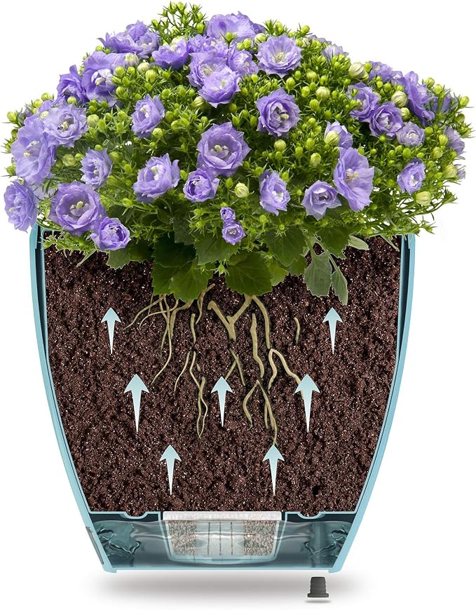 DECOPOTS - Self Watering Planter - Indoor Decorative Flower Pot with Drainage Cartridge and Water Level Indicator (Diameter 11.2", Transparent)