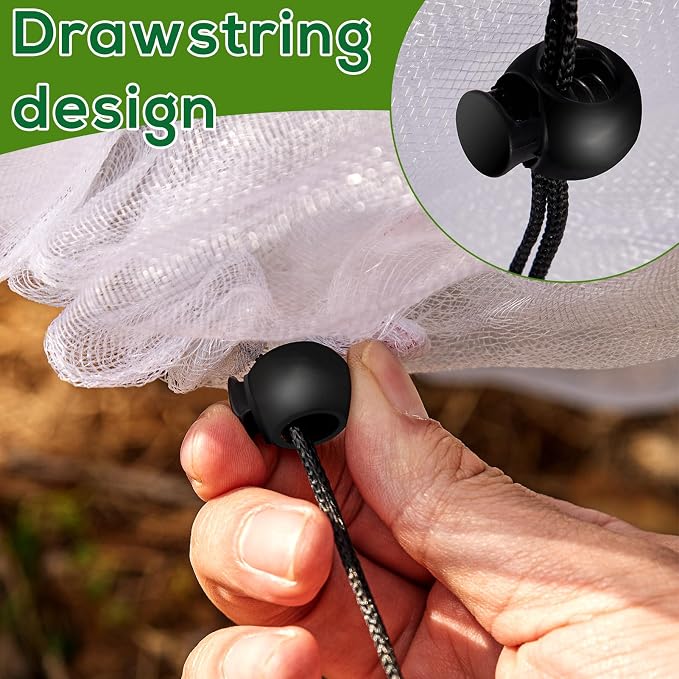Fruit Tree Netting with Drawstring, 7 x 6ft Ultra-Fine Mesh Garden Insect & Bird Protection Cover, Breathable Reusable Tree Netting for Citrus, Apple, Peach & Shrubs