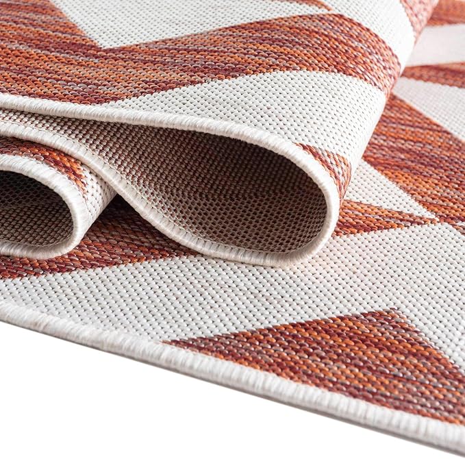 Unique Loom Jill Zarin Outdoor Collection Area Rug - Napa (4' x 6' Rectangle, Rust Red/ Ivory)