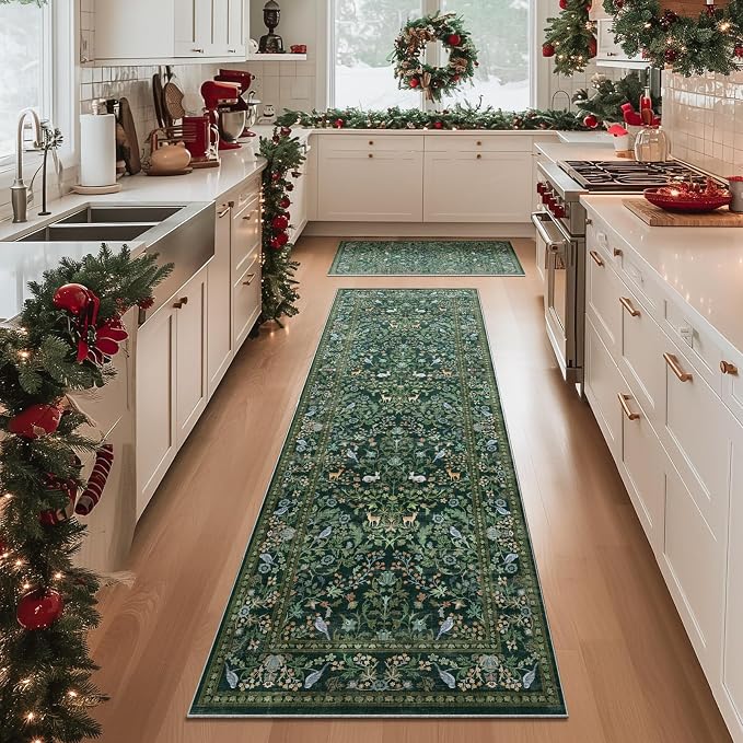 Washable Runners for Hallways Kitchen Rugs: 2'6"x8' Runner Rug Stain Resistant Non Slip Low Pile Soft Carpet Runners Rug for Entryway Hallway Bedroom Kitchen Indoor Laundry Room