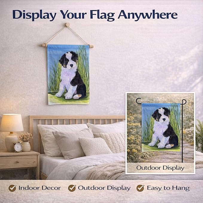 Caroline's Treasures SS8372GF Australian Shepherd Garden Flag Mailbox Flag Decorative Yard Flag Banner Outside Patio Artwork Yard Flower Beds, Garden Size, Multicolor