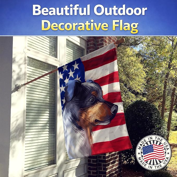 Caroline's Treasures CK6672CHF Ratonero Bodeguero Andaluz American Flag House Flag Large Porch Sleeve Pole Decorative Outside Yard Banner Artwork Wall Hanging, Polyester, House Size, Multicolor