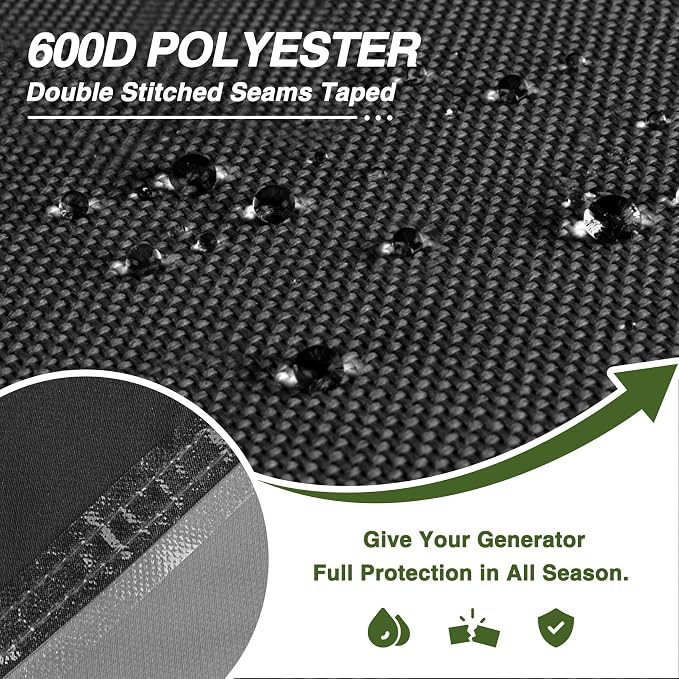 Porch Shield Waterproof Generator Cover - Heavy Duty Cover for Portable Generator 3000 to 5000 Watt (26L x 20 W x 20 H inches, Black & Gray)