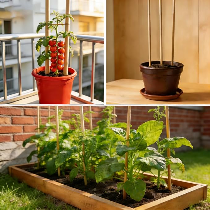 60 PCS 3FT Bamboo Plant Stakes, 8mm Thick – 36 Inch Bamboo Sticks for Indoor & Outdoor Plants – Garden Plant Support Stakes for Tomato, Beans, Climbing Plants & More