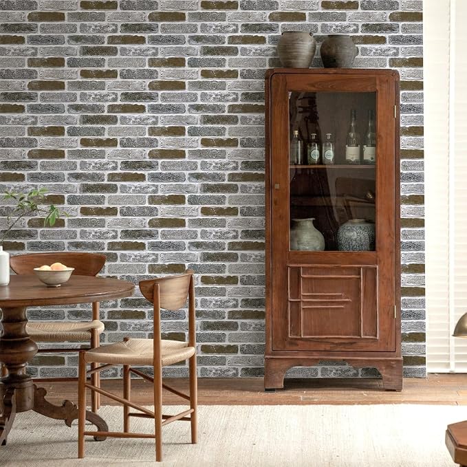 COMSTICKC 3D Faux Brick Wall Panel Peel and Stick Decorative Tiles, 12 pcs of 22.8" x 11.8", DIY UrltraLight PVC Self Adhesive Fake Brick Interior Decor, Not Real Brick, Paintable, Covers 22.48 sq.ft