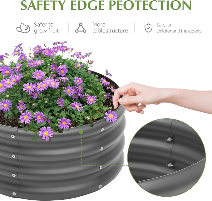 2-Pack 2x1ft Galvanized Raised Garden Bed, Outdoor Planter Bed, Metal Planter Box for Gardening and Planting