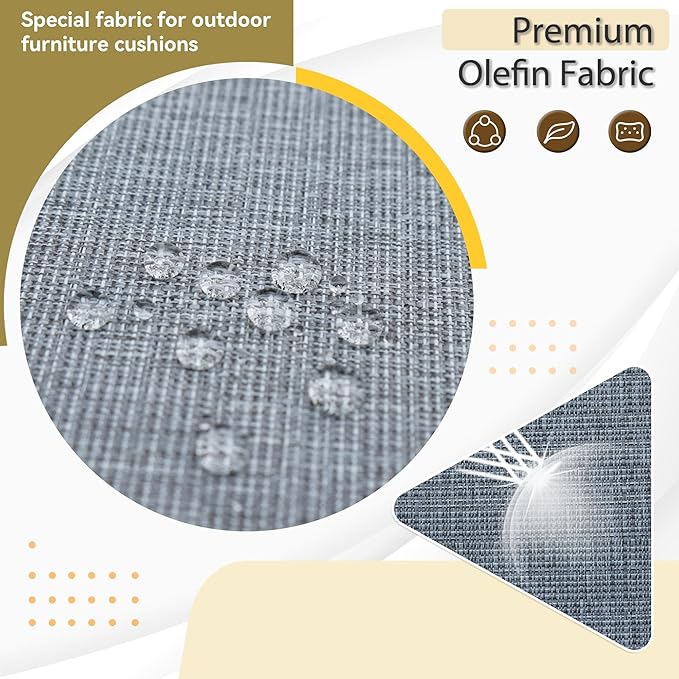 Deep Seat Patio Cushions Set 22 x 22 Inch,Olefin Fabric Outdoor Seat Cushion,Patio Furniture Cushions with Removable Cover,Rain-Proof and Fade Resistant Deep Seat Bottom & Back Cushion,1set