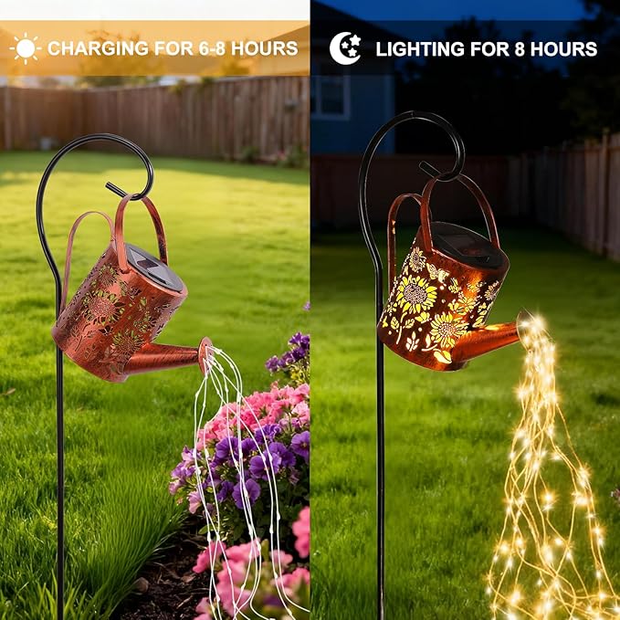 Sunflowers Solar Lights Outdoor Garden Sunflower Gifts, Gardening Gifts, Solar Watering Can Lantern Gifts for Mom Grandma Women, Patio, Yard, Pathway Lantern Decoration Gifts for Mom Grandma Women