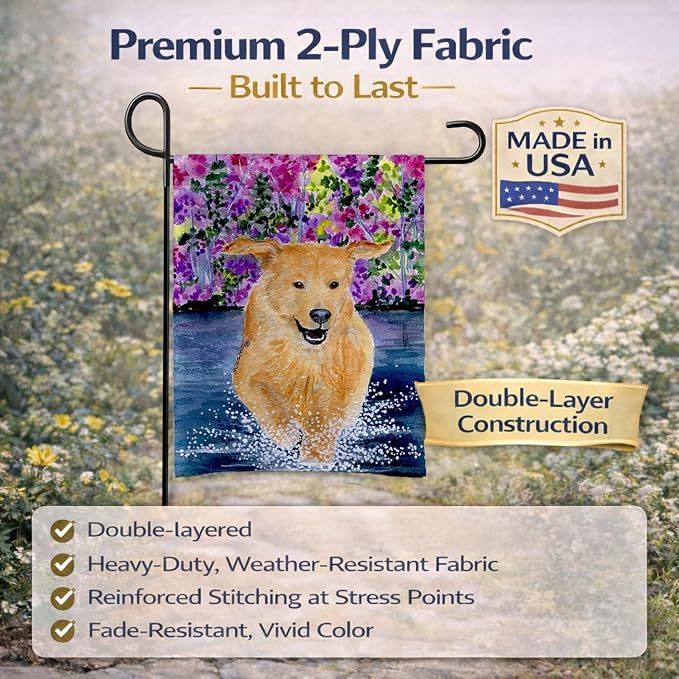 Caroline's Treasures SS8627GF Golden Retriever Garden Flag Mailbox Flag Decorative Yard Flag Banner Outside Patio Artwork Yard Flower Beds, Garden Size, Multicolor