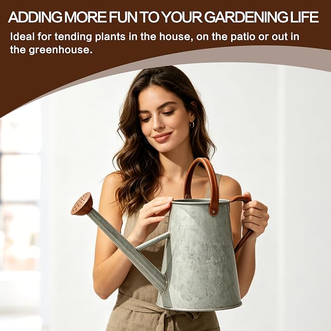 Metal Watering Can with Stainless Steel Handle for Outdoor and Indoor Plants, Watering Can Decor, 1.5 Gallon (Zinc 1)