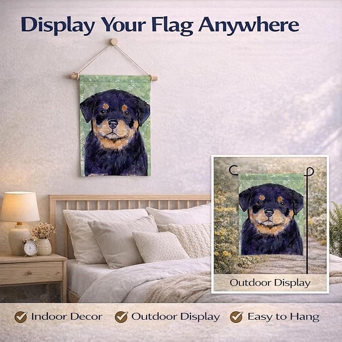 Caroline's Treasures SS8929GF Rottweiler Garden Flag Mailbox Flag Decorative Yard Flag Banner Outside Patio Artwork Yard Flower Beds, Garden Size, Multicolor