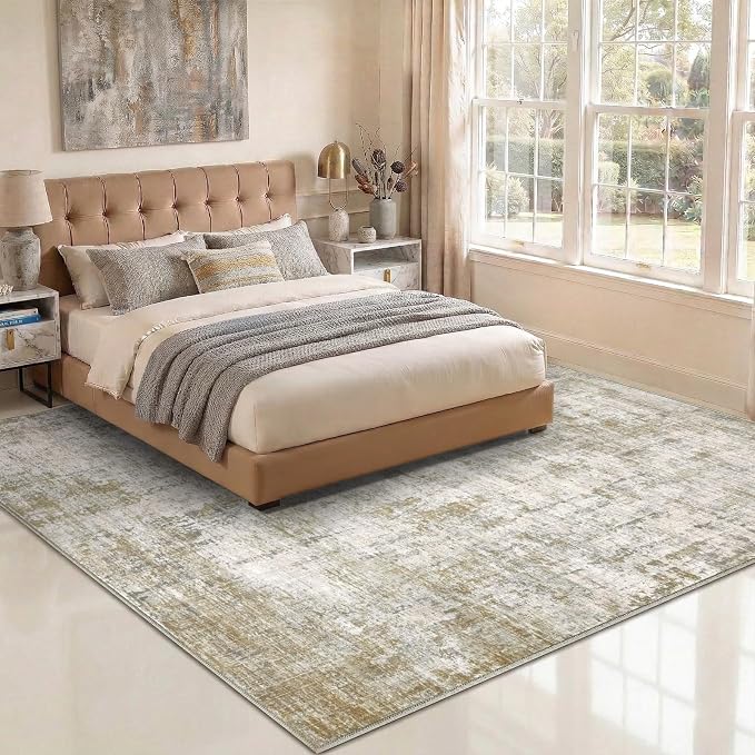10x12 Area Rugs Washable Modern Abstract Living Room Bedroom Rug | Non Slip Soft Carpets Indoor Floor Stain Resistant Large Carpet for Bedroom Dining Room Farmhouse Nursery Home Office