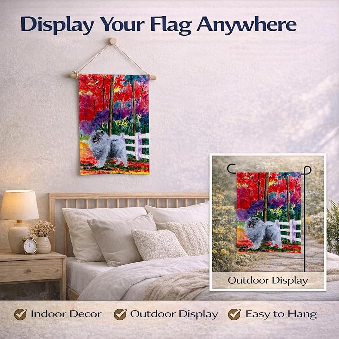 Caroline's Treasures SS8432GF Keeshond Garden Flag Mailbox Flag Decorative Yard Flag Banner Outside Patio Artwork Yard Flower Beds, Garden Size, Multicolor