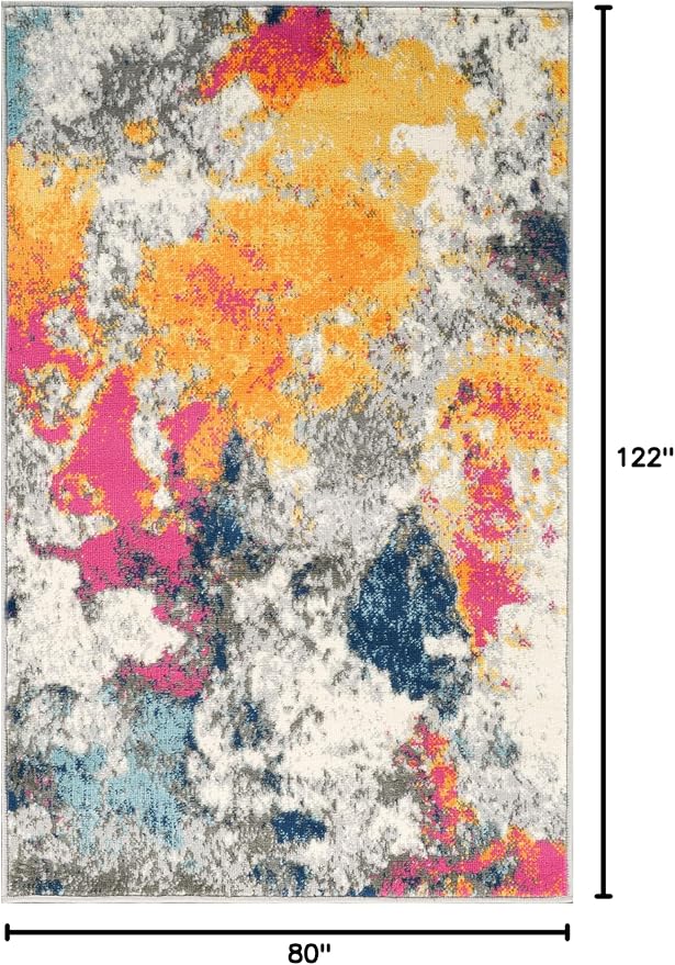 Rugshop Modern Abstract Living Room Non-Shedding Area Rug Multi 2'7" x 4' | Rectangular, Size 2'7" x 4', Bedroom, Dining Room, Home Office, Kitchen, Entryway, Hallway, Nursery, Kids Room, Guest Room