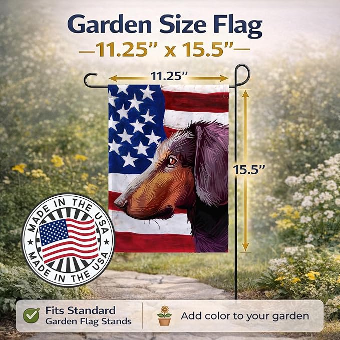 Caroline's Treasures CK6621GF Montenegrin Mountain Hound American Flag Garden Flag Mailbox Flag Decorative Yard Flag Banner Outside Patio Artwork Yard Flower Beds, Garden Size, Multicolor
