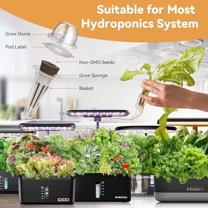 inbloom Hydroponics Growing System 12 Pods and Vibrant Wildflower & Fruit Mixd Seed Pod Kit