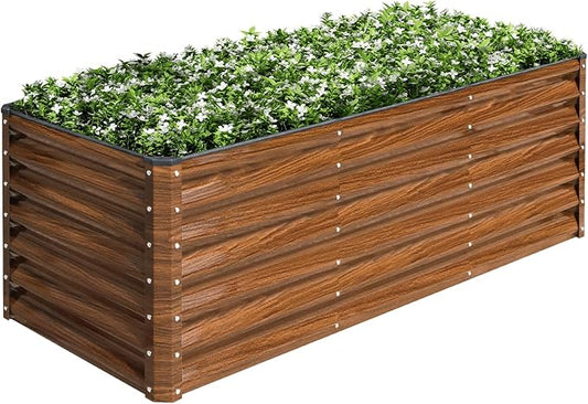 SnugNiture 6x2x2FT Galvanized Raised Garden Bed Kit, Metal Planter Box for Planting Plants Vegetables, Brown