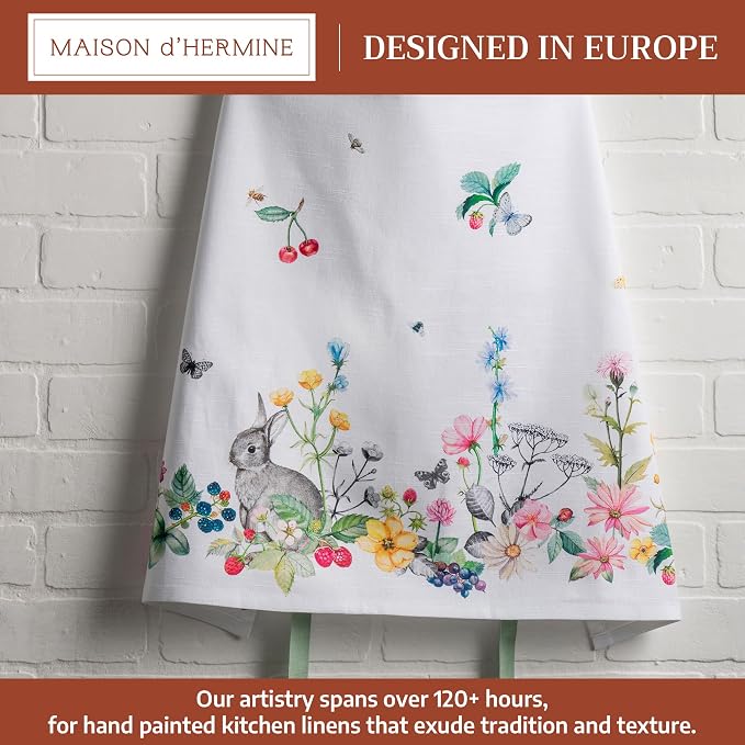 Maison d' Hermine Aprons for women with Pocket 100% Cotton (27.50"x31.50") | Adjustable Neck Strap & long ties Apron Men Chef Wedding Cooking Gardening Server Maid