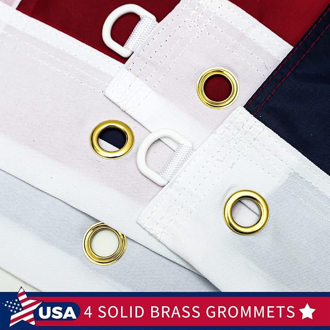Large 8x12 FT American Flags for Outside,High Wind Durable USA Flag Outdoor, Embroidered Stars,Sewn Stripes,3 solid brass grommets,Heavy Duty Nylon All Weather US Flag