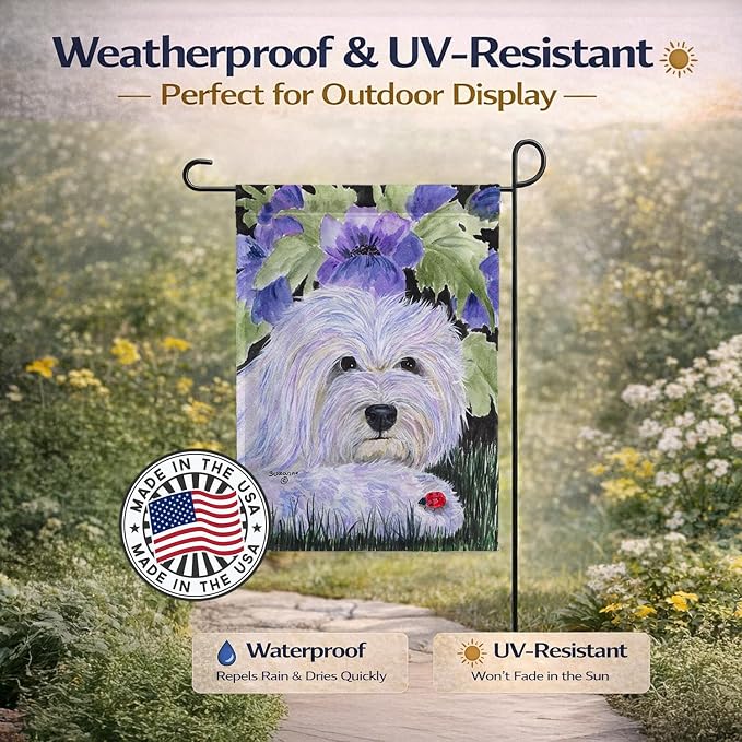 Caroline's Treasures SS8349GF Coton de Tulear Garden Flag Mailbox Flag Decorative Yard Flag Banner Outside Patio Artwork Yard Flower Beds, Garden Size, Multicolor