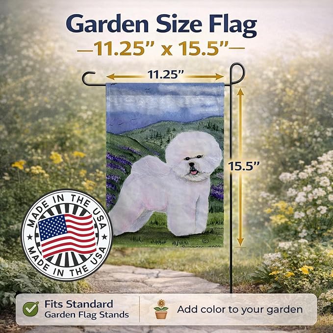 Caroline's Treasures SS8025GF Bichon Frise Garden Flag Mailbox Flag Decorative Yard Flag Banner Outside Patio Artwork Yard Flower Beds, Garden Size, Multicolor