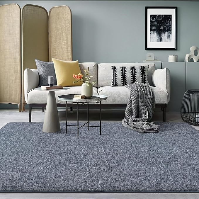 AROGAN 4x6 Area Rugs for Living Room Non Slip Dorm Bedroom Rug, Blue | Modern Area Rugs with Soft Memory Foam, Minimalist Washable Indoor Floor Carpet for Dining Room Office Kids Playroom Decor
