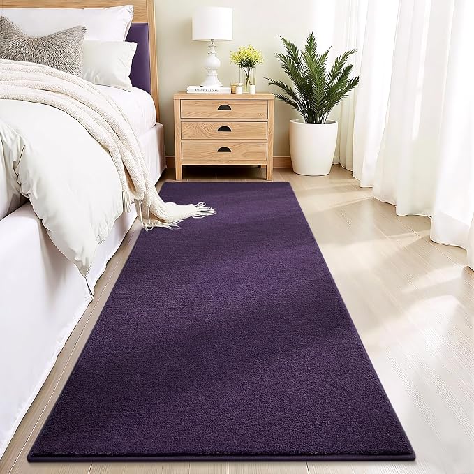Vasofe 2x6 Runner Rugs for Bedroom Bedside, Purple Hallway Runner Rug | Memory Foam Low-Pile Carpet Runner Rug for Entryway, Living Room, Kitchen, Laundry Room, Throw Carpet for Dorm Room