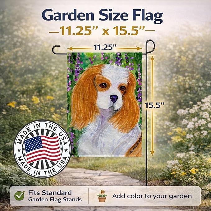 Caroline's Treasures SS1006GF Cavalier Spaniel Garden Flag Mailbox Flag Decorative Yard Flag Banner Outside Patio Artwork Yard Flower Beds, Garden Size, Multicolor