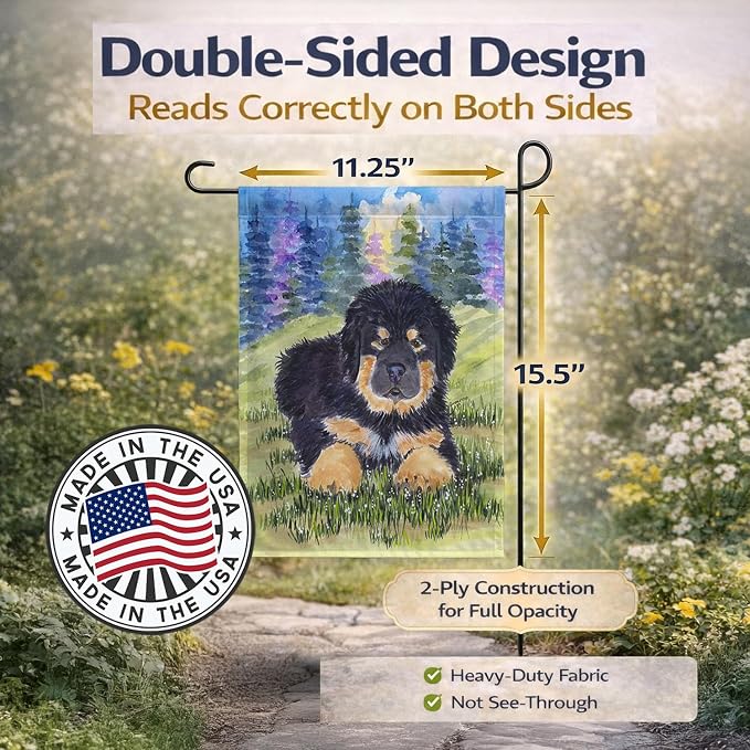 Caroline's Treasures SS1037GF Tibetan Mastiff Garden Flag Mailbox Flag Decorative Yard Flag Banner Outside Patio Artwork Yard Flower Beds, Garden Size, Multicolor
