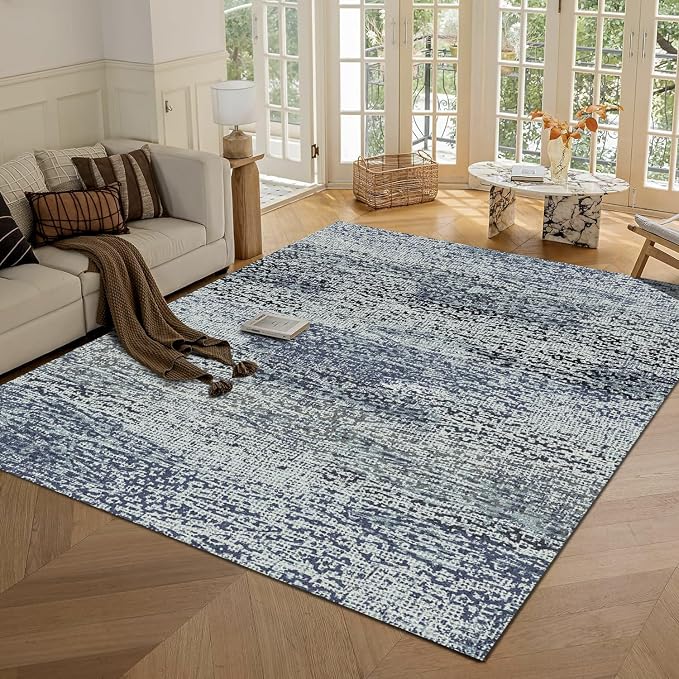 Washable Area Rug - 1/6 Thick - Stain & Water Resistant Non-Slip - Resistant Rug for Living Room, Bedroom, Nursery, Pet & Child Friendly, Vintage Charm Area Rugs (Grey+LightTeal, 3' x 5 ')