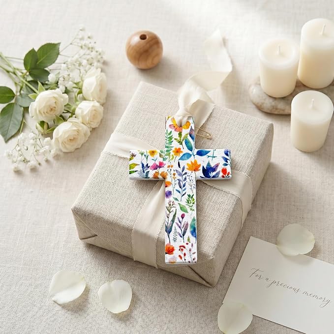 Plantable Wildflower Seed Paper - 50pcs Floral Cross-Shaped for Funeral Favors, Memorial Gifts, & Sympathy Gifts for Loss of Father and Mother