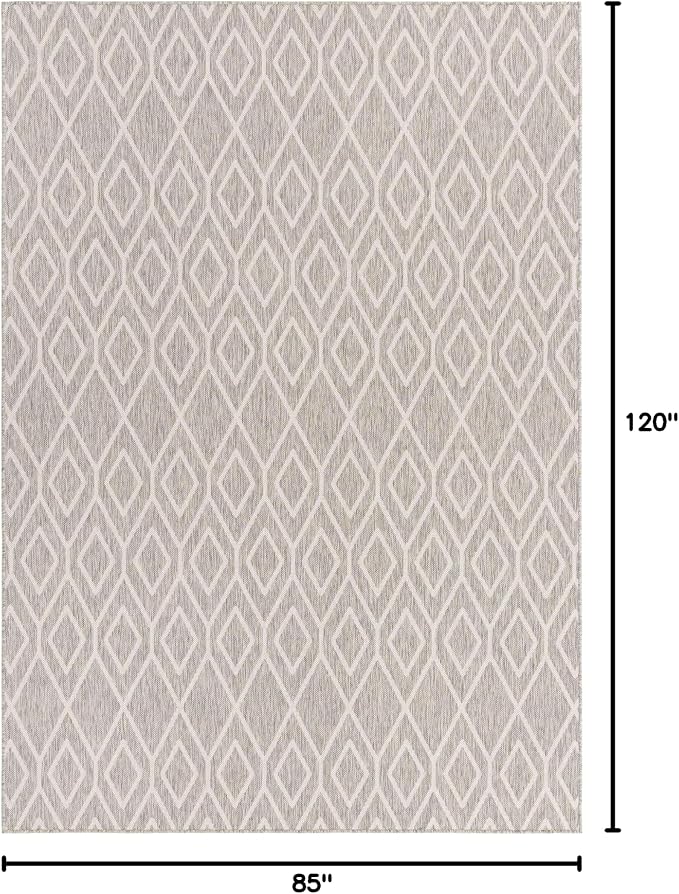 Jill Zarin Outdoor Collection Area Rug - Turks and Caicos (7' x 10' Rectangle Gray Cream/Cream)