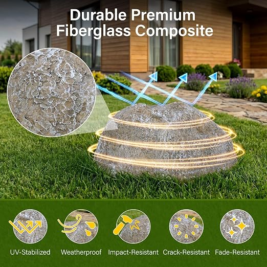 NUPICK Small Fake Rock Cover, Gray Artificial Landscape Rocks for Sprinkler Valves, 13"x10"x5" Lightweight & Durable Outdoor Decorative Stones for Garden, Pipeline, Patio, Poolside & Porch