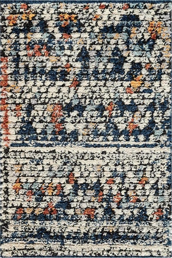 Unique Loom Morocco Collection Abstract Border, Diamond, Bohemian Area Rug (2' 2 x 3' 0 Rectangular, Multi/Blue)
