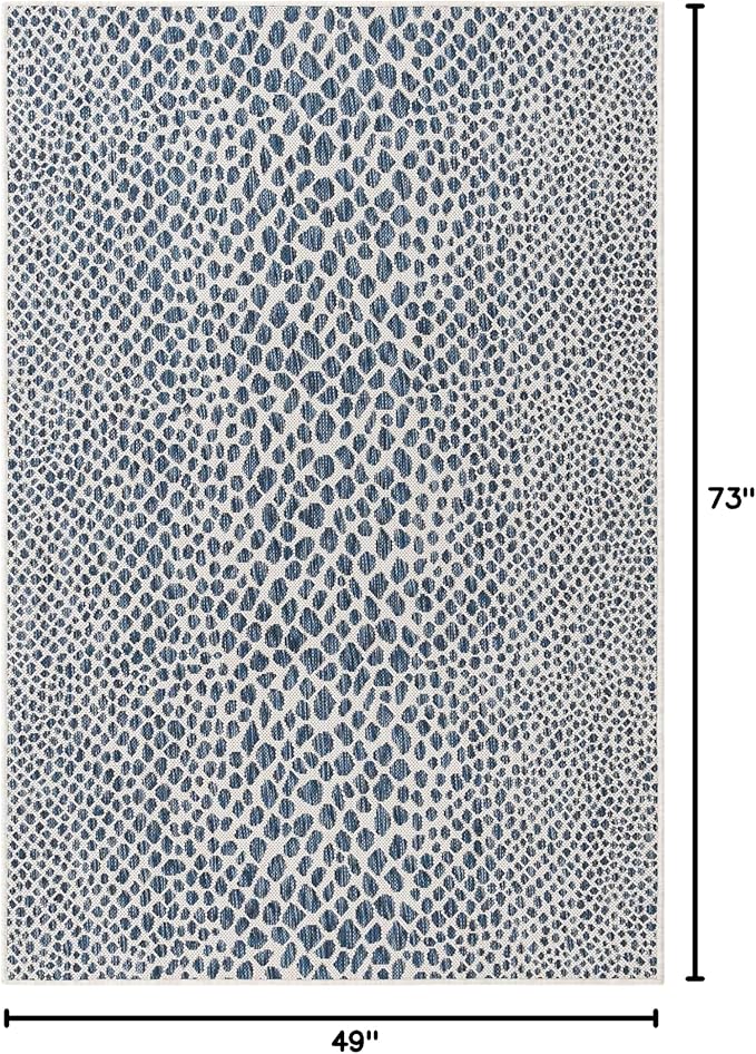 Unique Loom Outdoor Collection Area Rug - Cape Town (4' 1' x 6' 1' Rectangle, Blue/ Olive)
