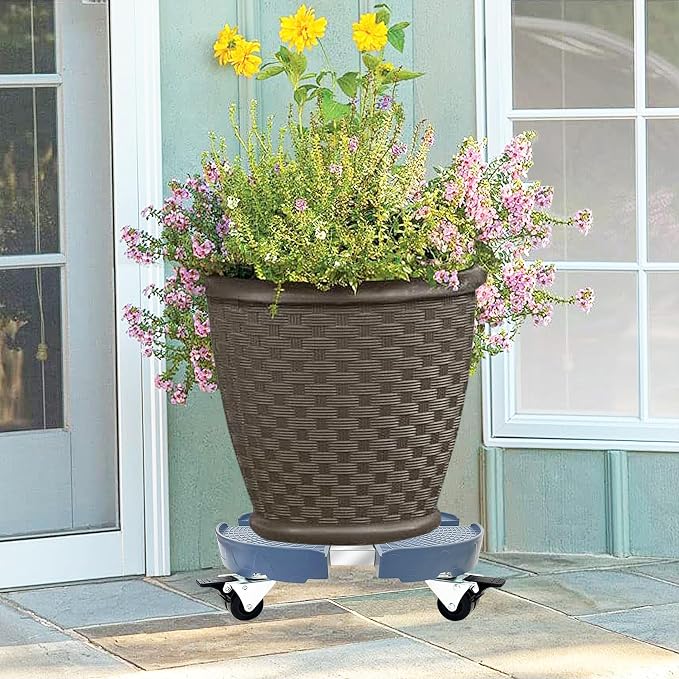 CASIMR 2 Pack Plant Stand with Wheels, Adjustable 15-20" Heavy Duty Plant Caddy with Casters, Indoor Outdoor Large Potted Planter Cart Dolly, Rolling Plant Stand for Flower Pot, 440lb Capacity