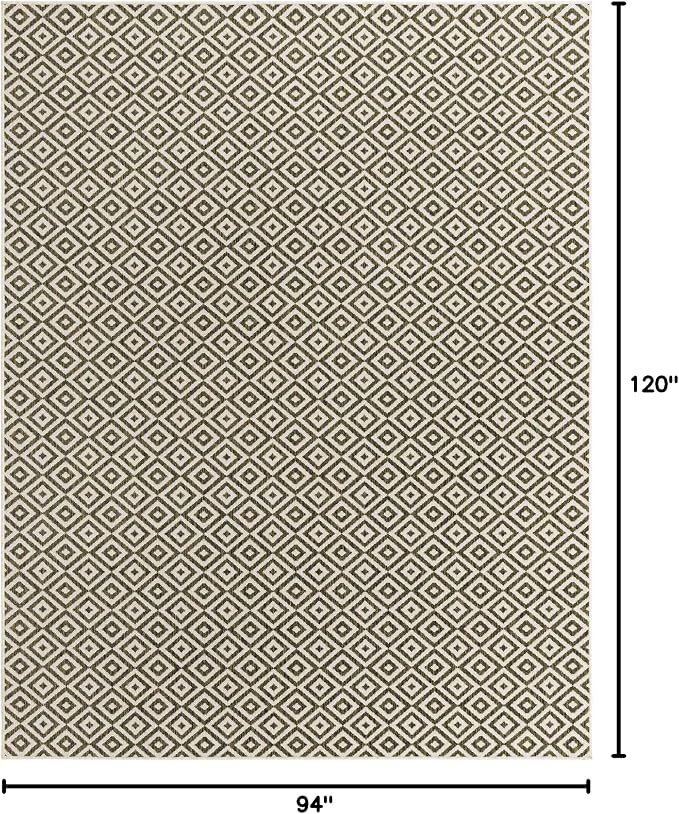 Unique Loom Outdoor Collection Area Rug - Costa Rica (7' 10" x 10' Rectangle, Green/ Ivory)