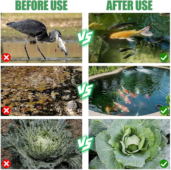 13 x 17 Ft Pond Netting for Koi Ponds - Heavy Duty Dome Net Tent Cover with Zipper, Keep Leaves Herons Out for Outdoor Garden Farm